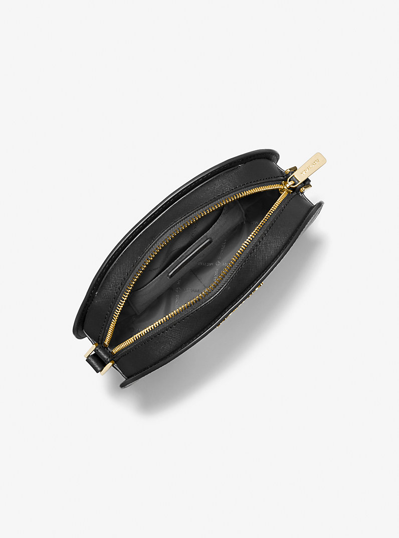 Jet Set Travel Medium Saffiano Leather Crossbody Bag in BLACK