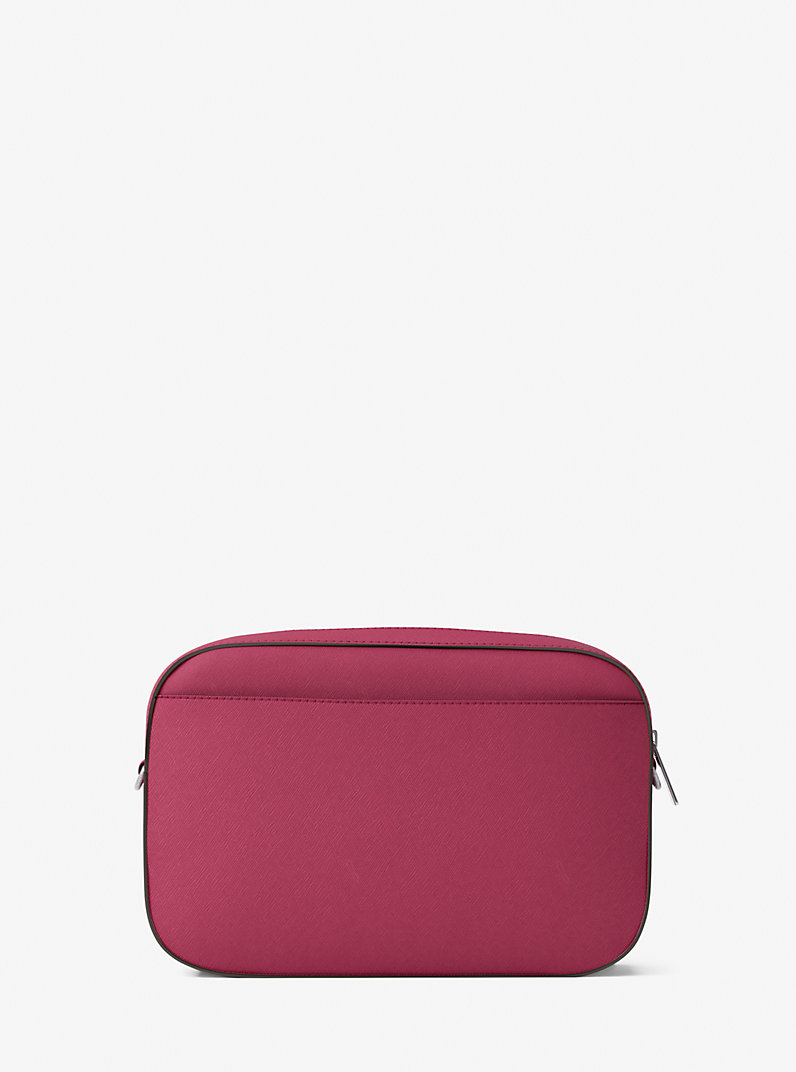 Jet Set Large Saffiano Leather Crossbody Bag in DK RASPBERRY