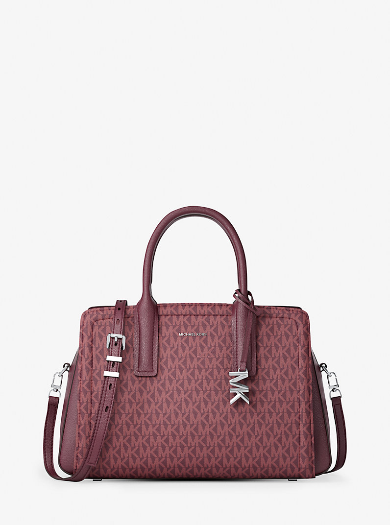 Laila Medium Signature Logo Satchel in OXBLOOD | Michael Kors [US]