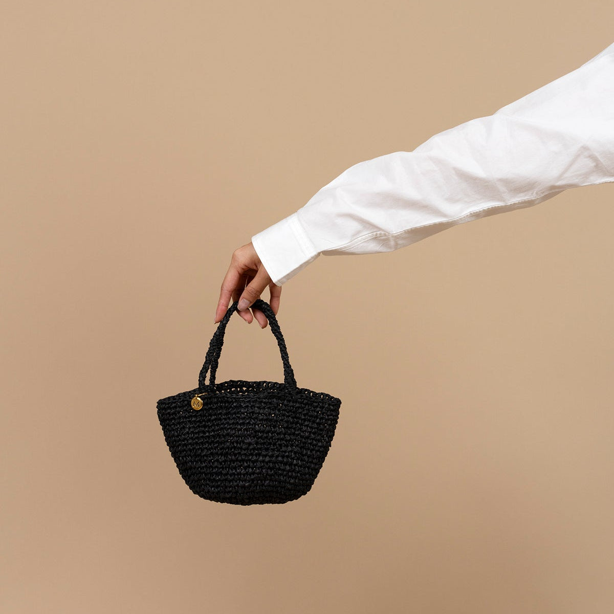 Mini Basket bag | Crocheted black XXS