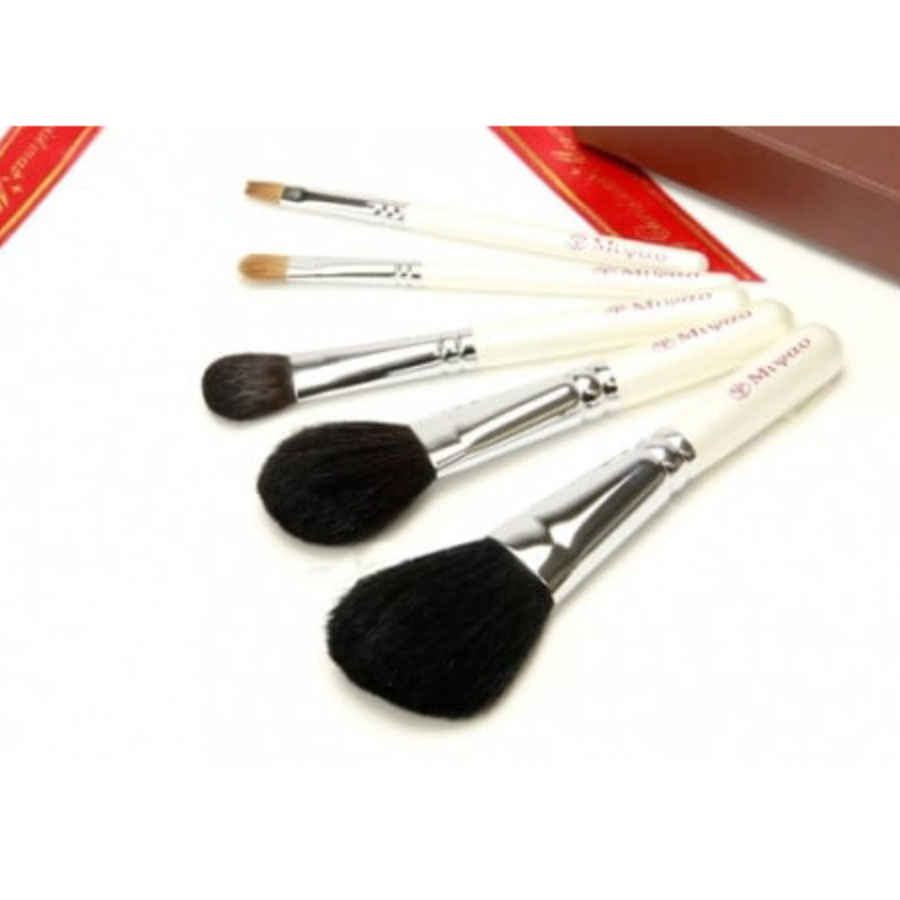 癒しの熊野化粧筆宮尾＞熊野筆メイクブラシ5本セットホワイトパール