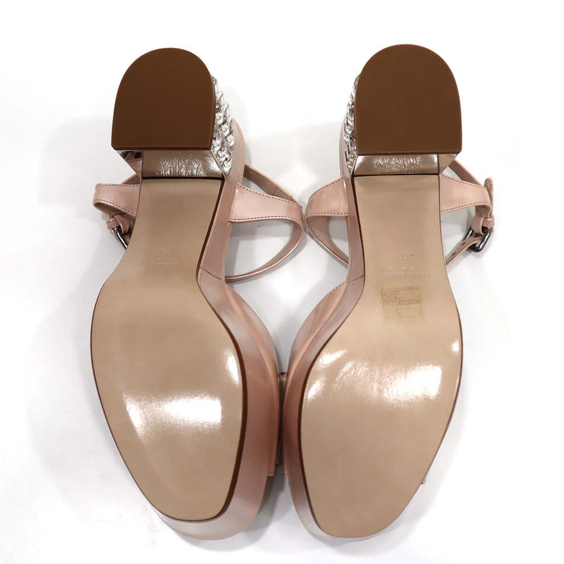 未使用 ミュウミュウ miumiu 靴 リボン サンダル ビジュー ヒール 36.5