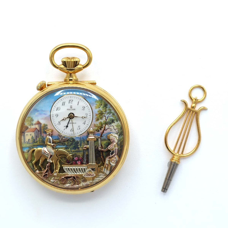 懐中時計 稼働 リュージュ オルゴール 手巻き からくり アンティーク