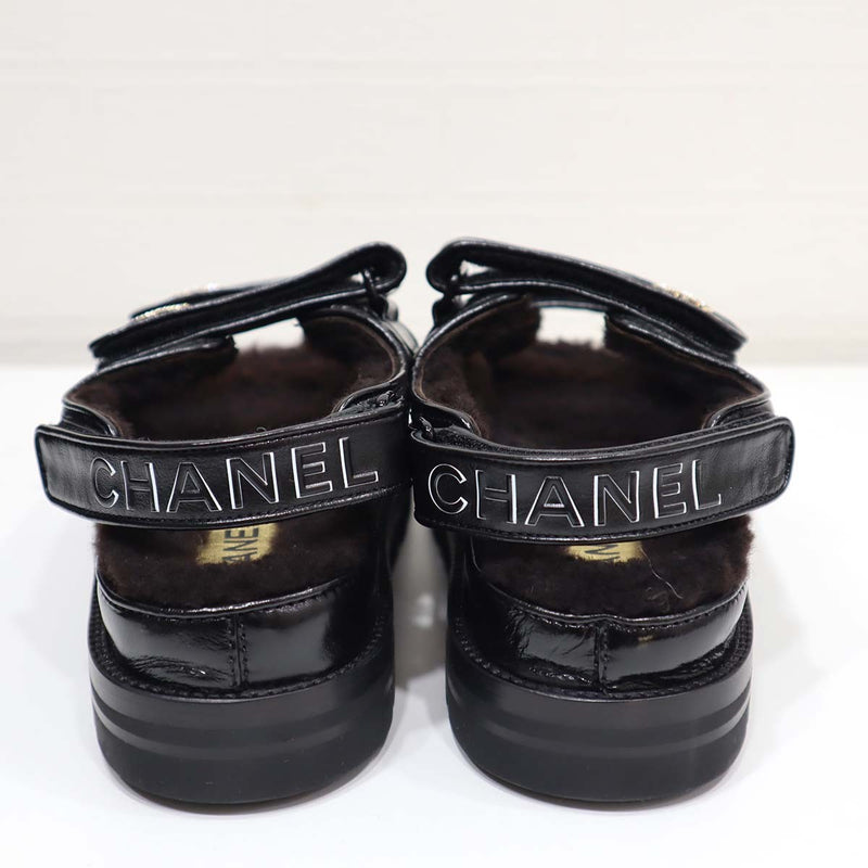 未使用 シャネル CHANEL サンダル ボア G45291 ソックス付き ココ