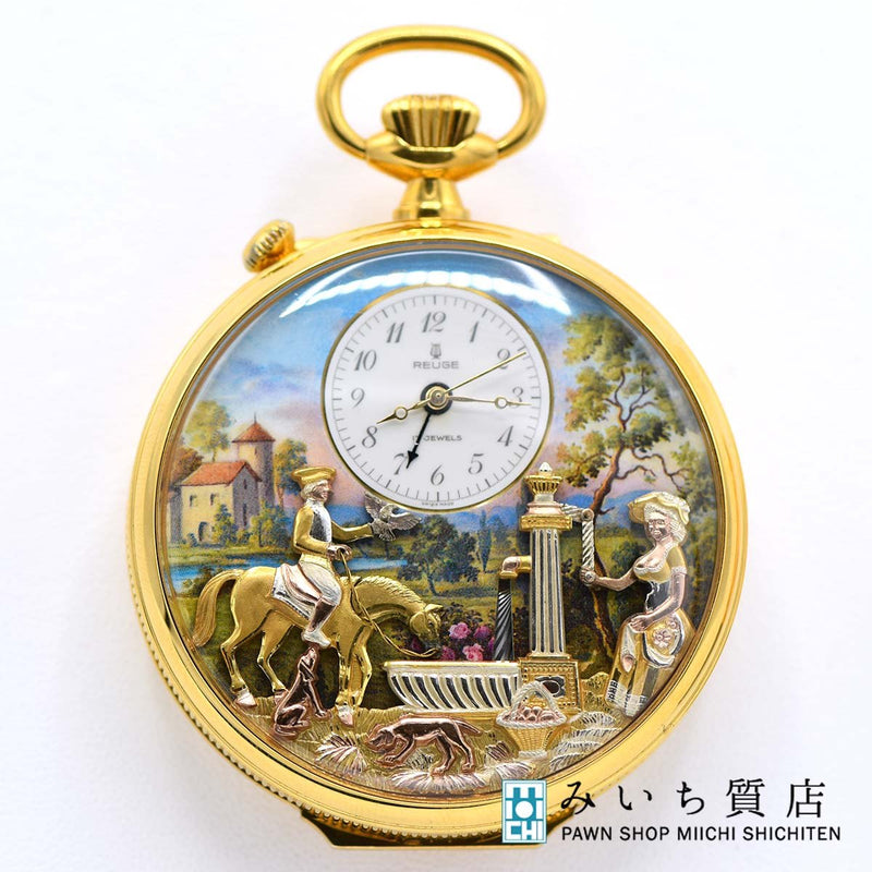 懐中時計 稼働 リュージュ オルゴール 手巻き からくり アンティーク