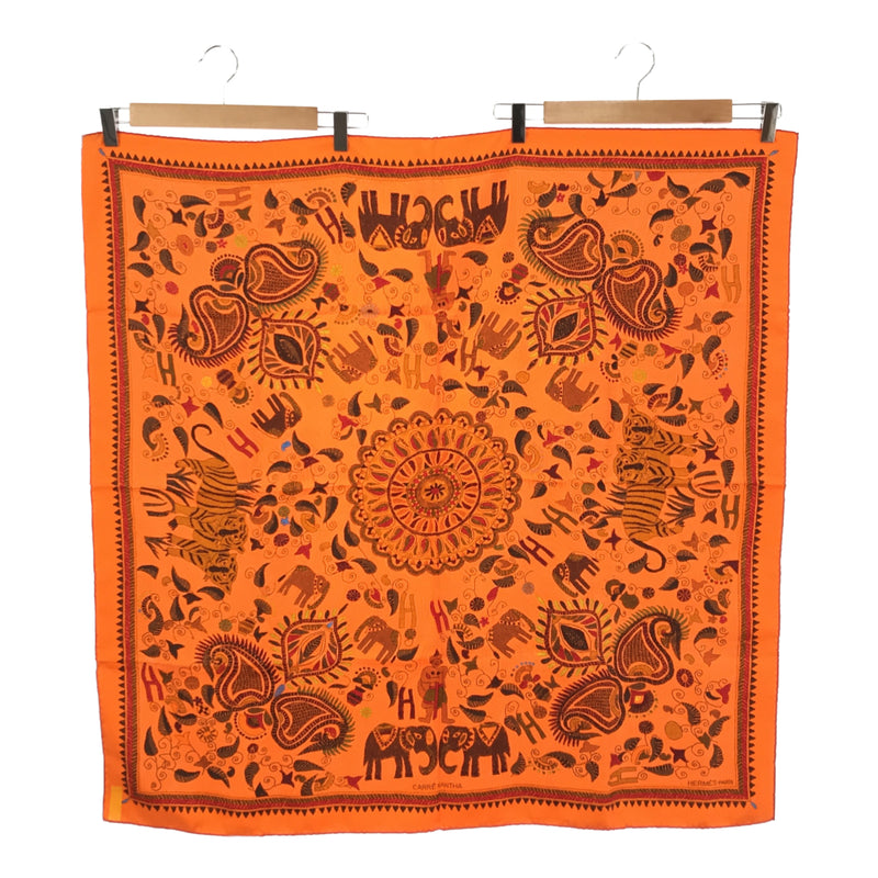 エルメス HERMES カレ90 CARRE KANTHA スカーフ オレンジ シルク