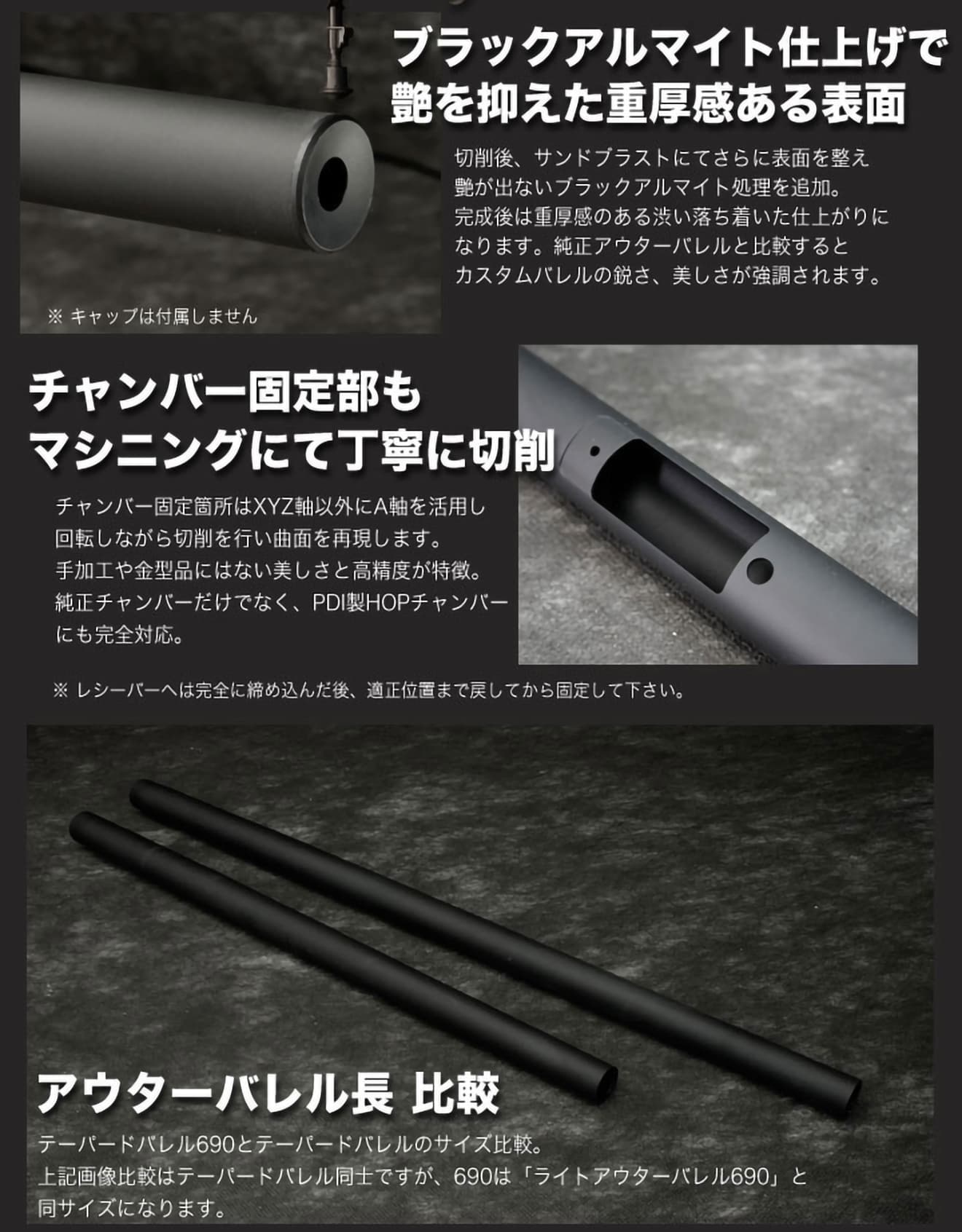 PDI テーパードバレル 東京マルイ VSR-10用 [長さ：570mm / 690mm