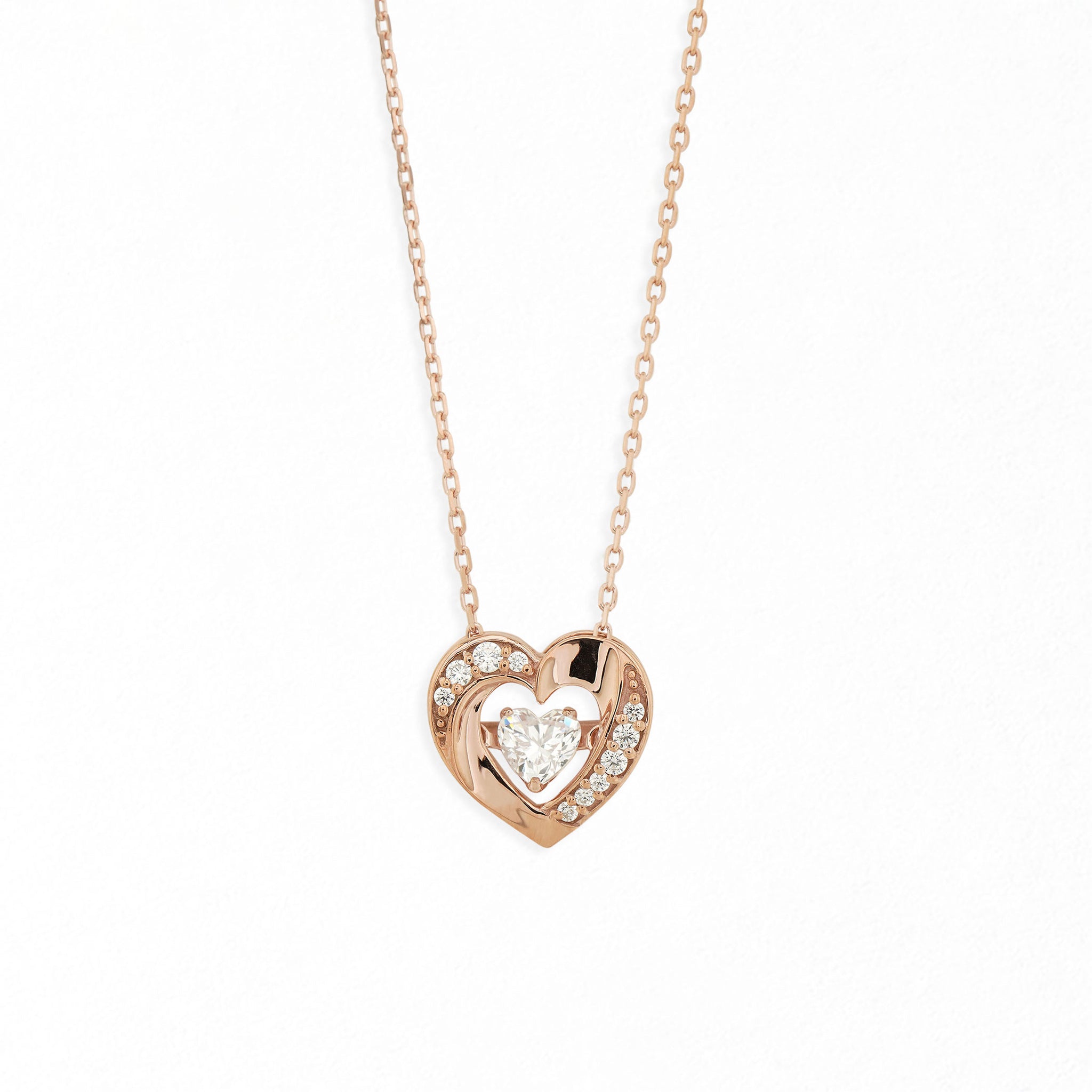 シルバー ピンクゴールドメッキ キュービックジルコニア ハート