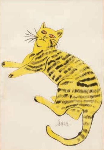 アンディー・ウォーホル作品【「サムという名の猫と一匹の青い猫」より