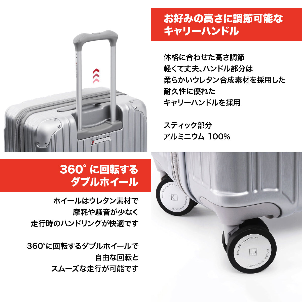 スーツケース SWISS MILITARY Mサイズ 4～6泊 65cm CYGNUS(シグナス