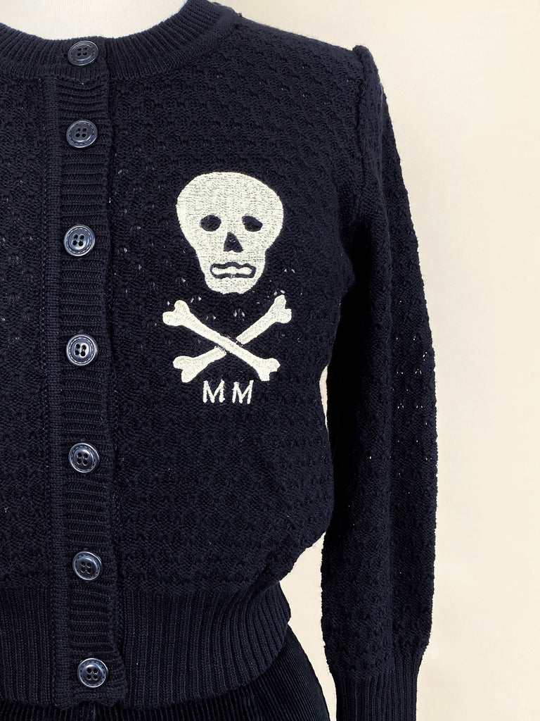 MM Skull Cropped Cardigan in Black | Mischief Made