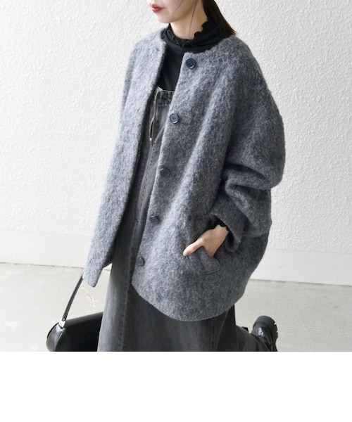 SHIPS any: シャギー ノーカラー コクーン コート｜シップスの通販