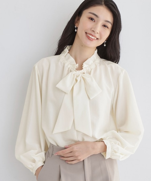 通勤・セレモニー】ギャザーリボンタイブラウス｜ザショップティーケー