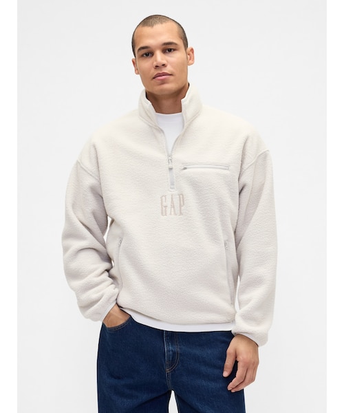 ボア オーバーサイズ ハーフジップ GAPロゴプルオーバー｜ギャップの