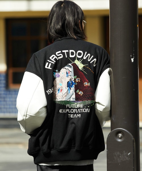 FIRST DOWN×FREAK'S STORE/ファーストダウン 別注 バック刺繍 袖レザー