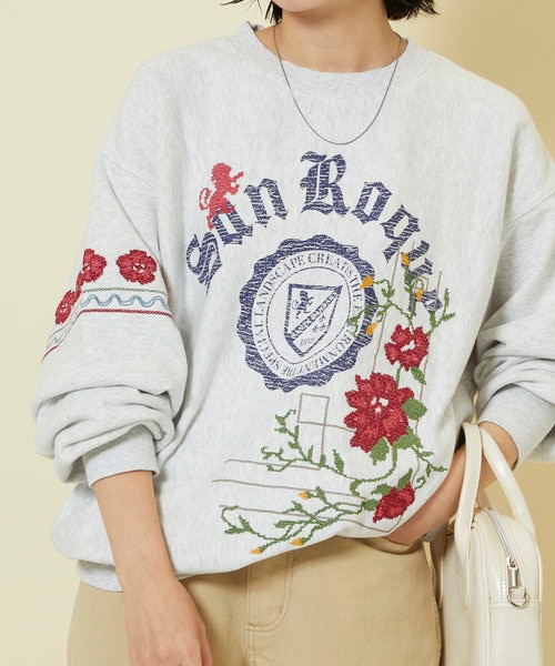 クロスステッチ刺繍 カレッジスウェット｜フリークスストアの通販