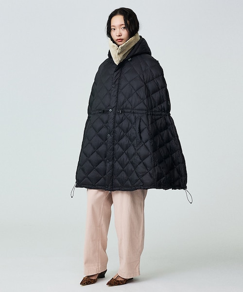 TAION / タイオン】ポンチョ型ダウン/ケープ/ダウン/フード付き/収納ポ