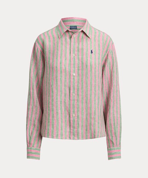 ワイド クロップド ギンガム リネン シャツ｜ポロ ラルフ ローレンの