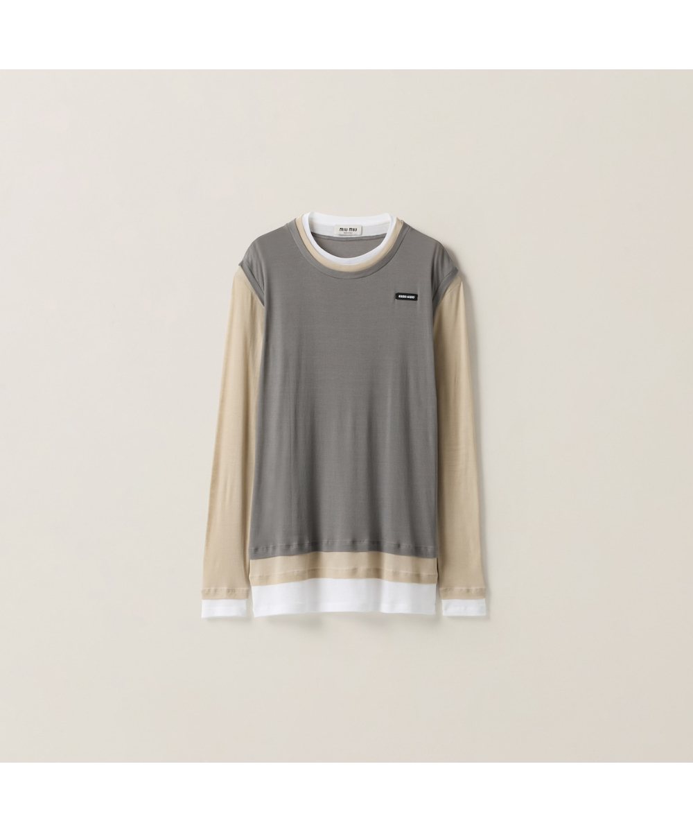 MIU MIU/ミュウミュウ通販 | ジャージー リブ編み 長袖Tシャツ【送料