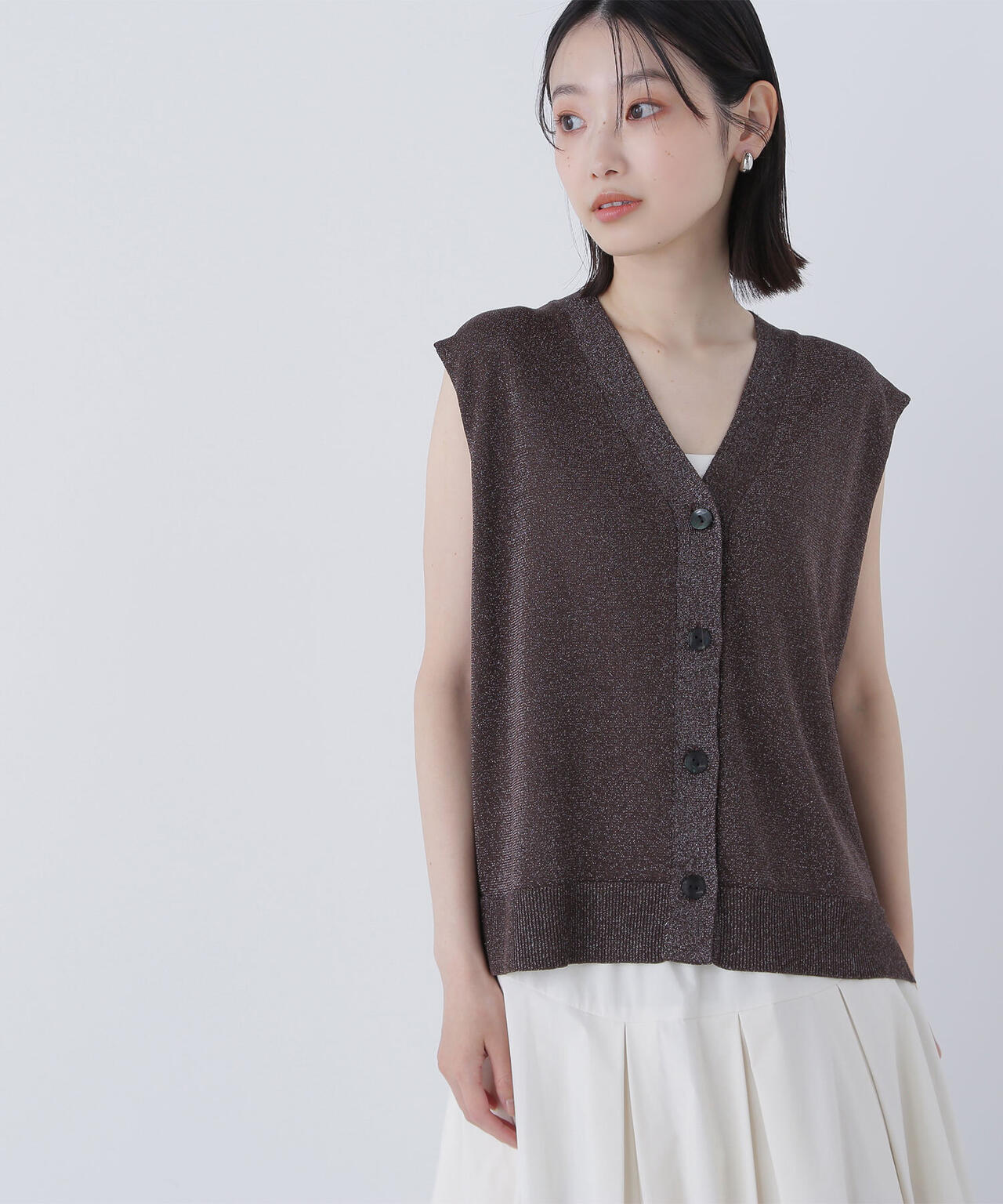 スパークVネックニットベスト | NATURAL BEAUTY BASIC（ナチュラル