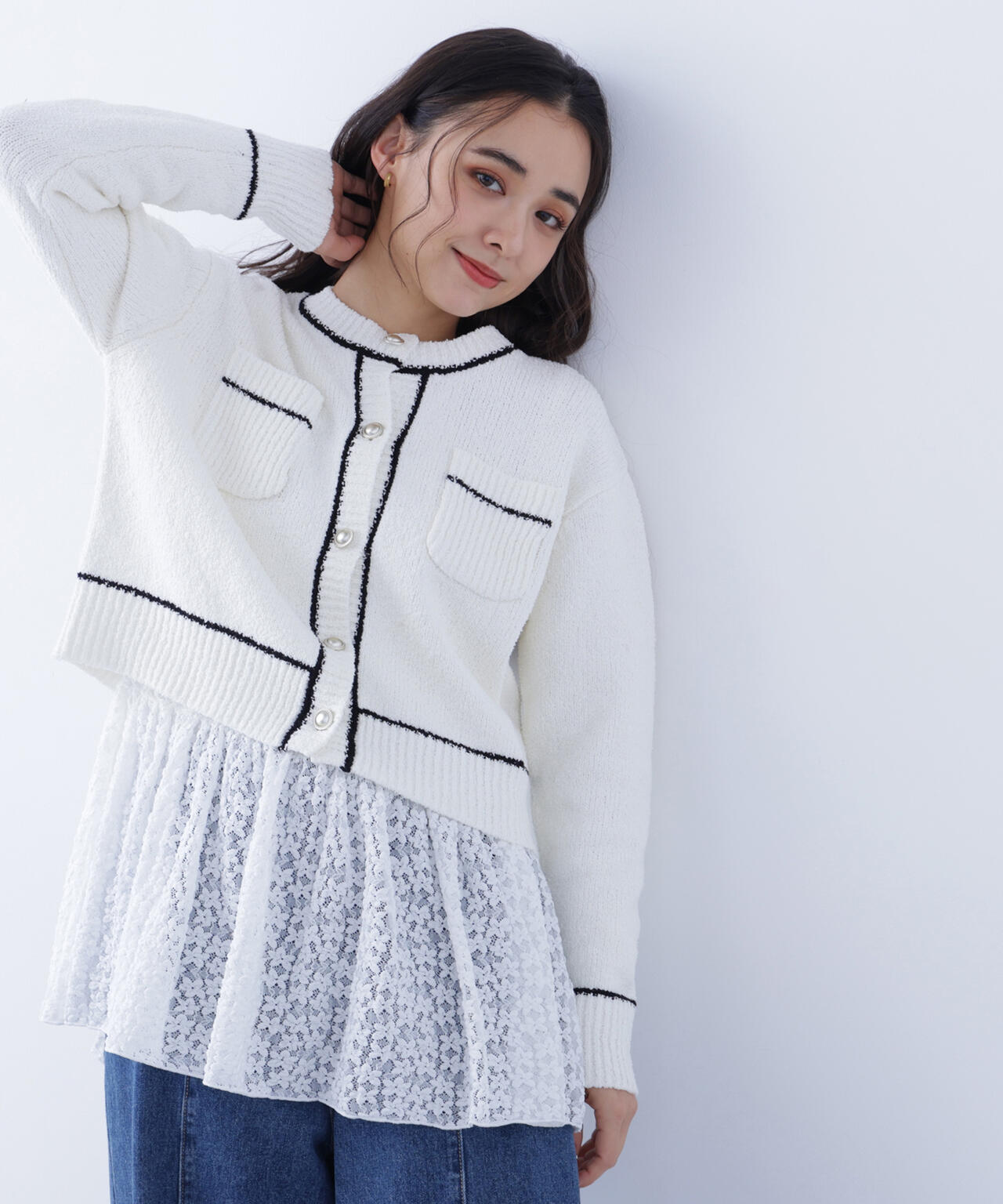 バイカラーラインポケットカーディガン | N. Natural Beauty Basic