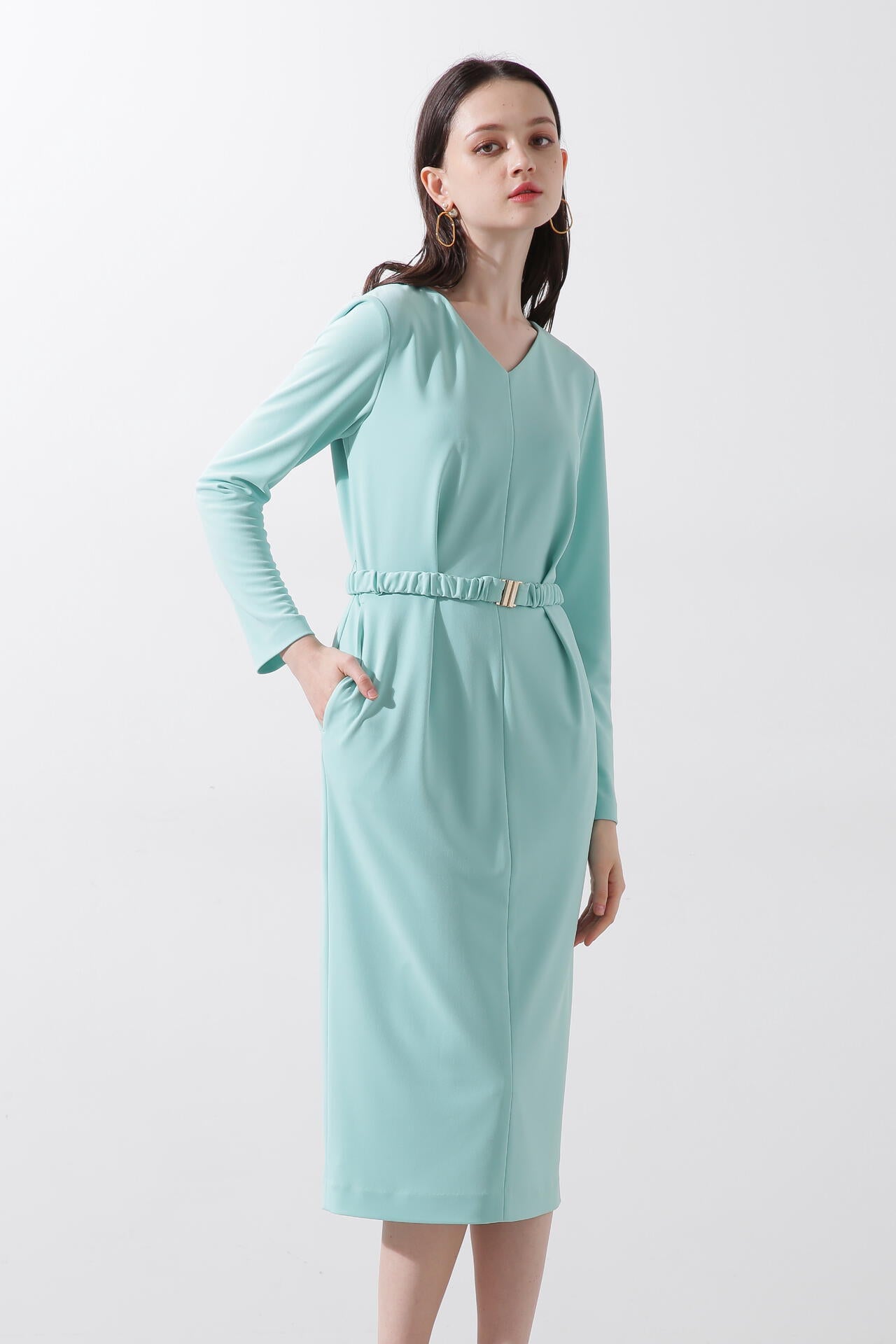 シャーリングベルトVネックワンピース | PINKY&DIANNE（ピンキー