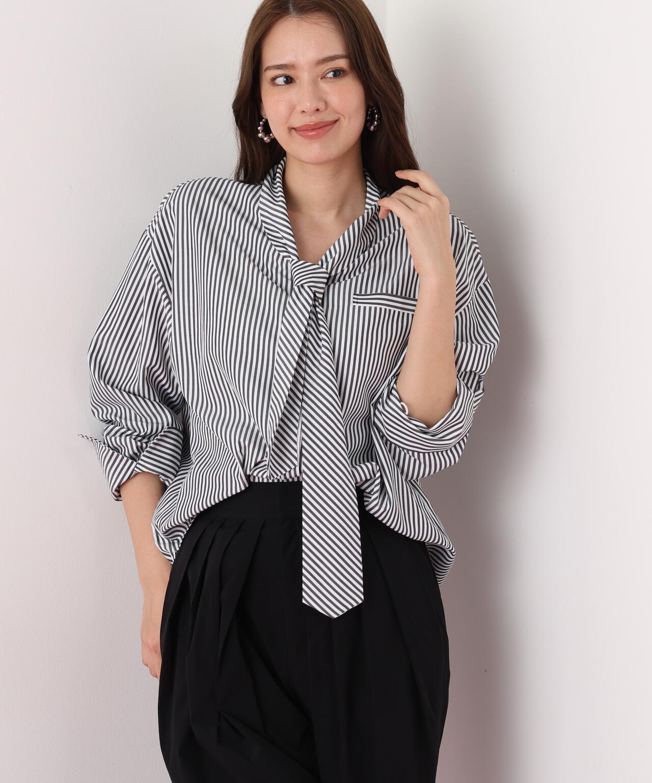 ストライプタイネックシャツ | PINKY&DIANNE（ピンキー&ダイアン