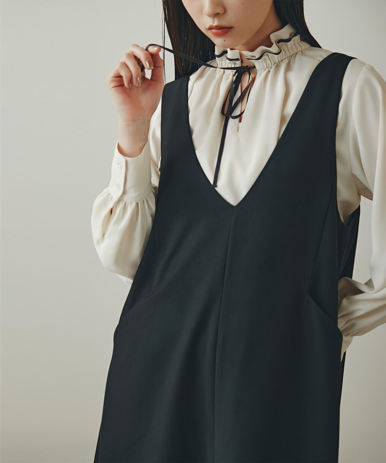 バイカラーリボンとろみブラウス | N. Natural Beauty Basic*（エヌ