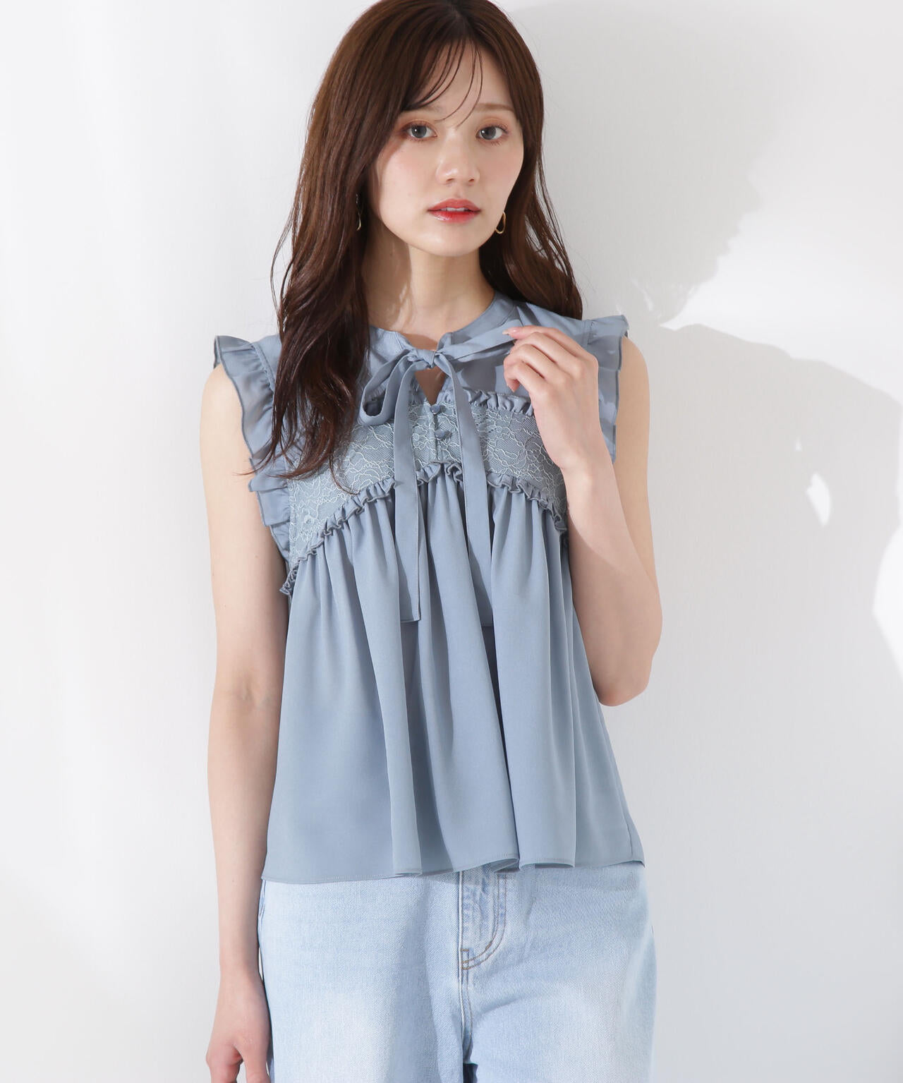 レースドッキングボウタイブラウス | PROPORTION BODY DRESSING