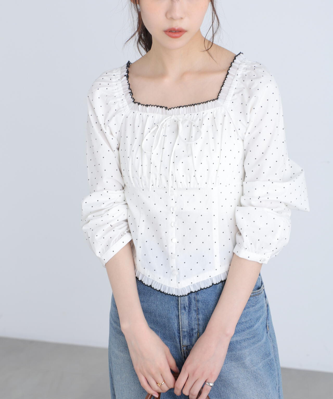 長袖ドット衿フリルブラウス | FREE'S MART（フリーズマート