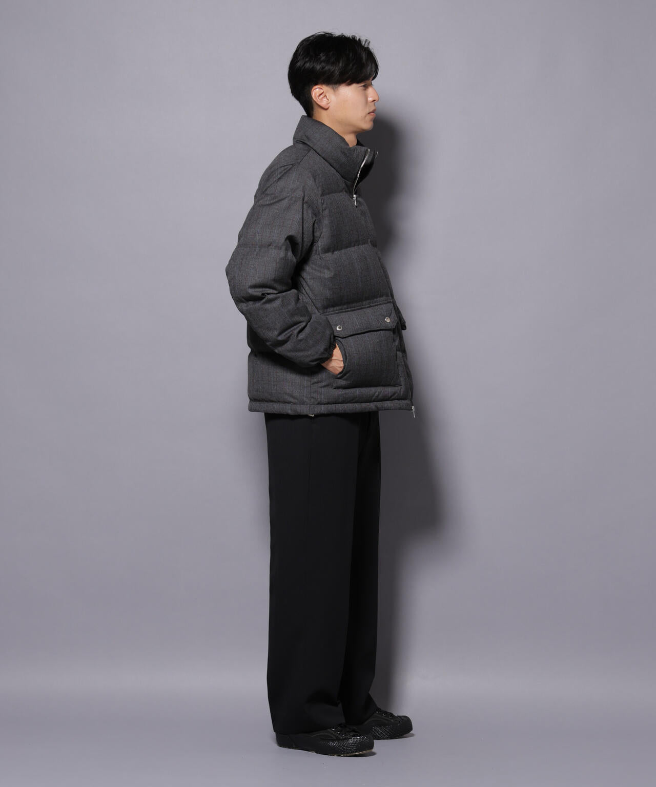 DELEGANTE エアリーサキソニー／グレンチェックTAIONダウンジャケット