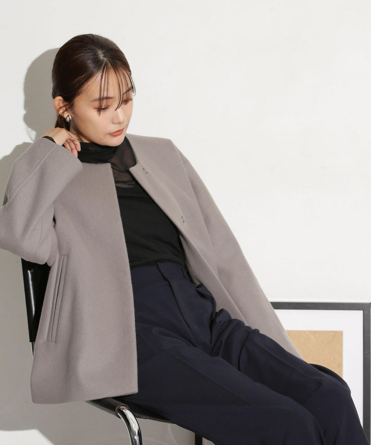 ハミルトンラムズウールノーカラーショートコート | NANO universe