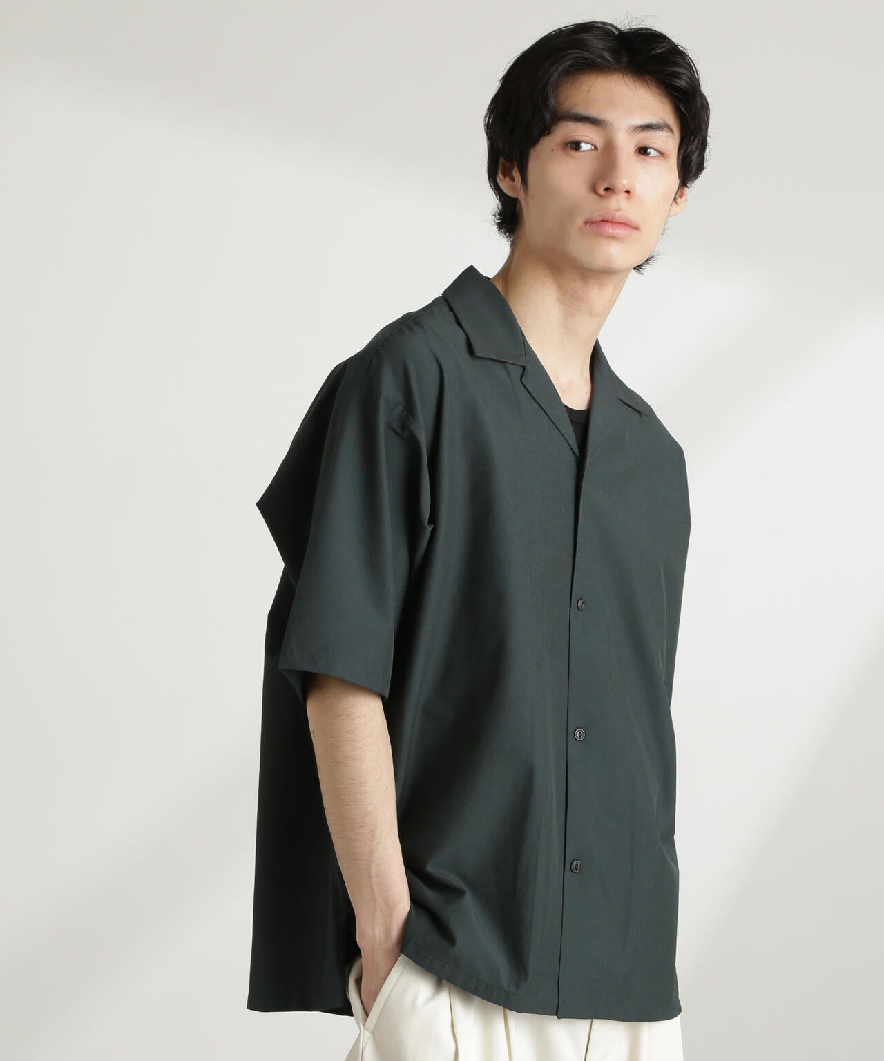 ストレッチワイドオープンカラーシャツ 半袖(セットアップ可) | NANO