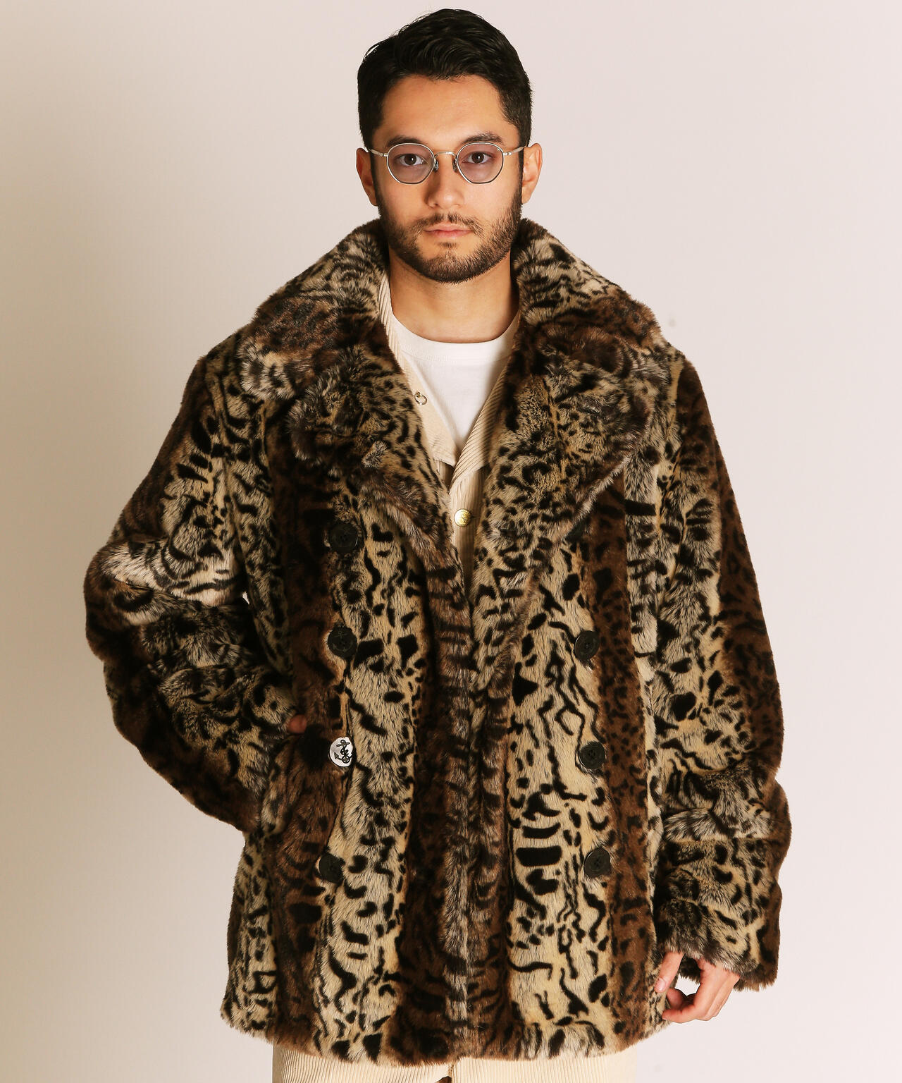 LEOPARD FUR PEACOAT/レオパード ファーコート | Schott（ショット
