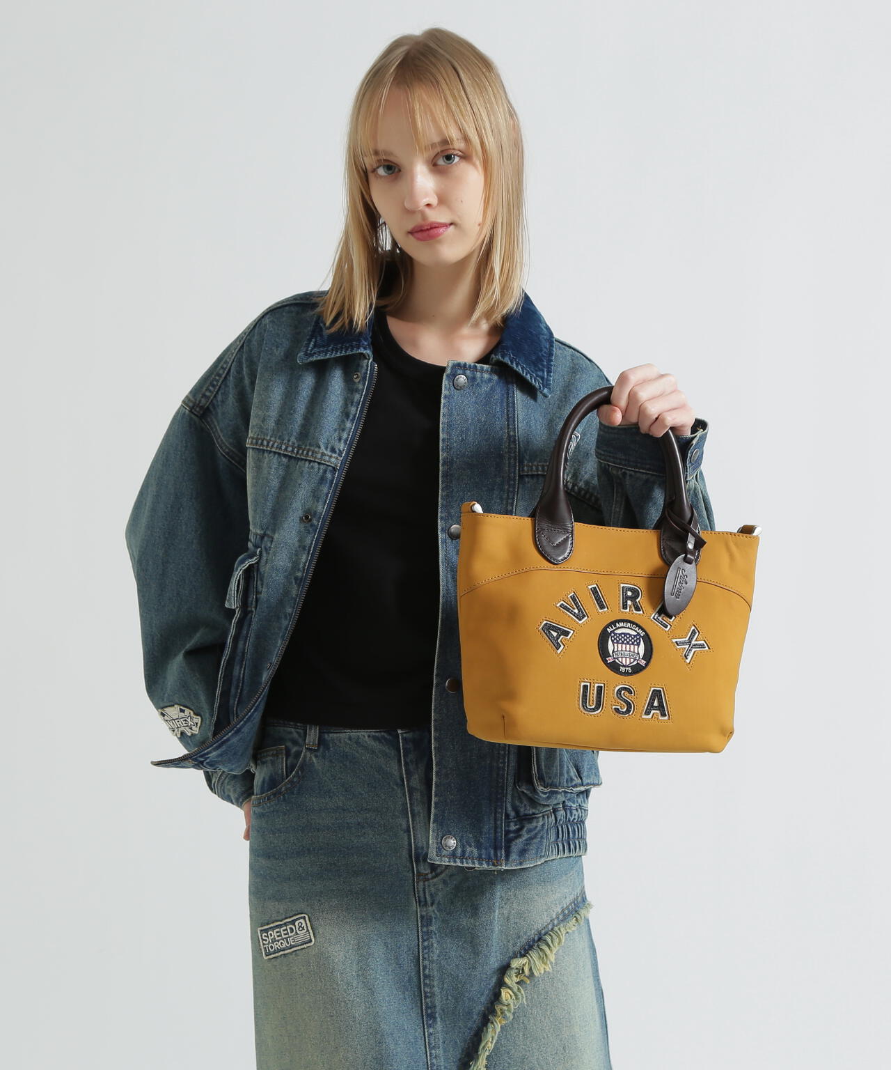 直営店限定》LX VARSITY LEATHER MINI TOTE BAG | AVIREX