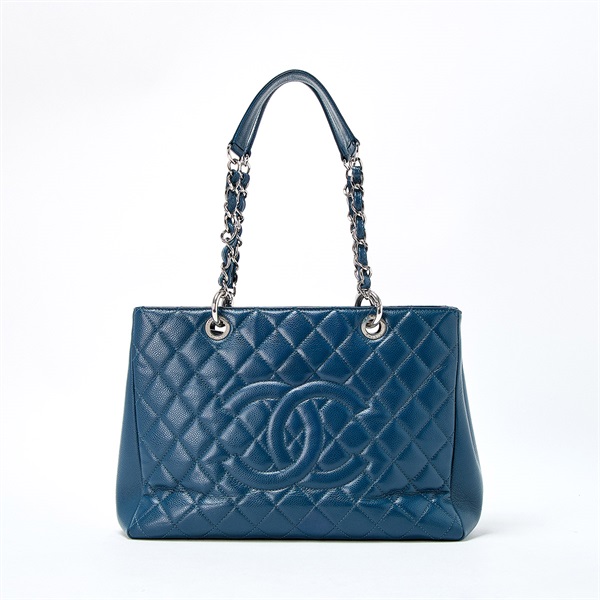 CHANEL GST チェーントート 2013年頃 トートバッグ ブルー シルバー