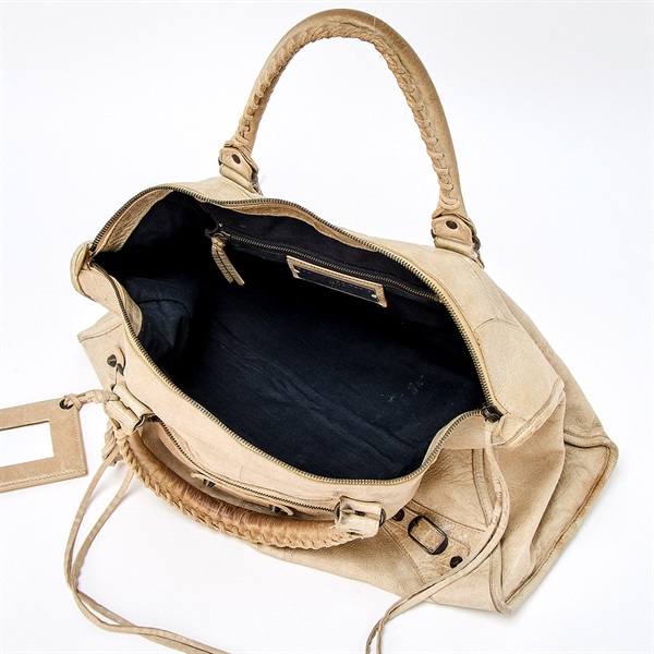 BALENCIAGA シティ ハンドバッグ ベージュ マットゴールド レザー