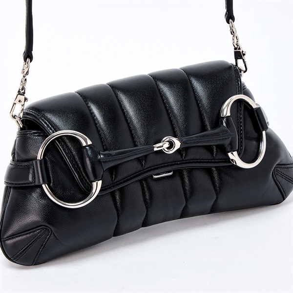 GUCCI ホースビット ショルダーバッグ ブラック シルバー レザー