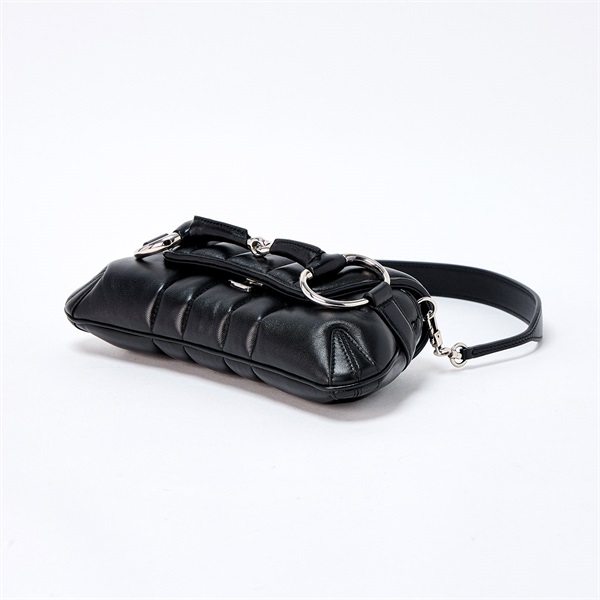 GUCCI ホースビット ショルダーバッグ ブラック シルバー レザー