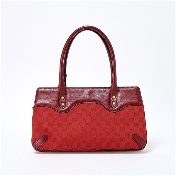 GUCCI ホースビット GGキャンバス ショルダーバッグ レッド ゴールド