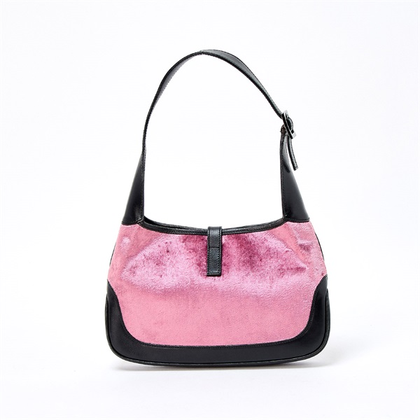 GUCCI ジャッキー ショルダーバッグ ピンク ブラック シルバー ベロア