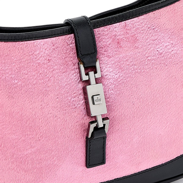 GUCCI ジャッキー ショルダーバッグ ピンク ブラック シルバー ベロア