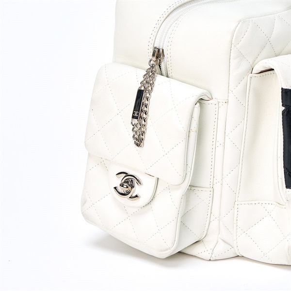 CHANEL カンボン 2003年 ショルダーバッグ ホワイト ブラック シルバー