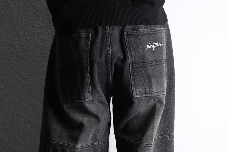 fade black multi design baggy denim pants