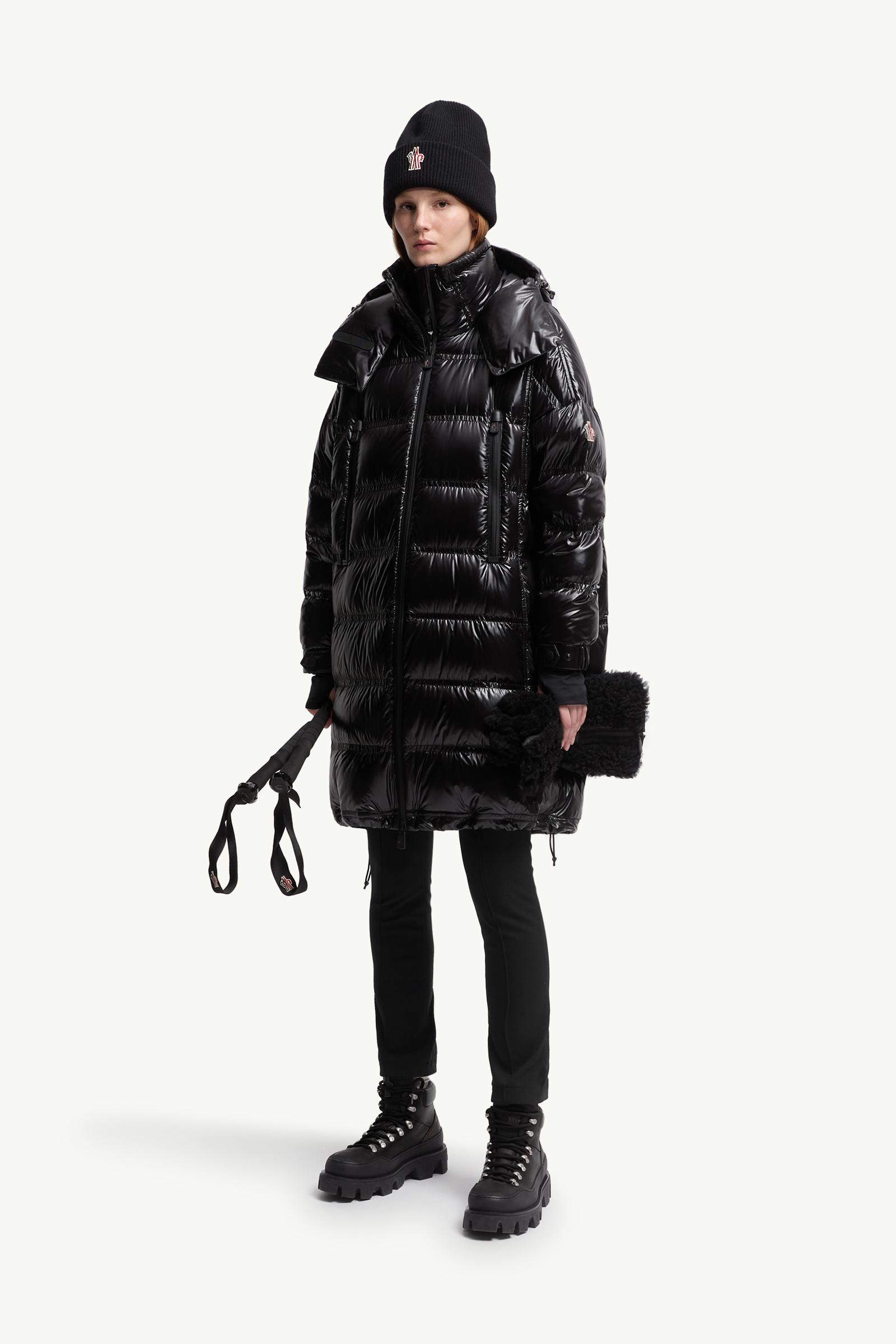Black Rochelairs Hooded Long Down Jacket - Long Jackets & Parka