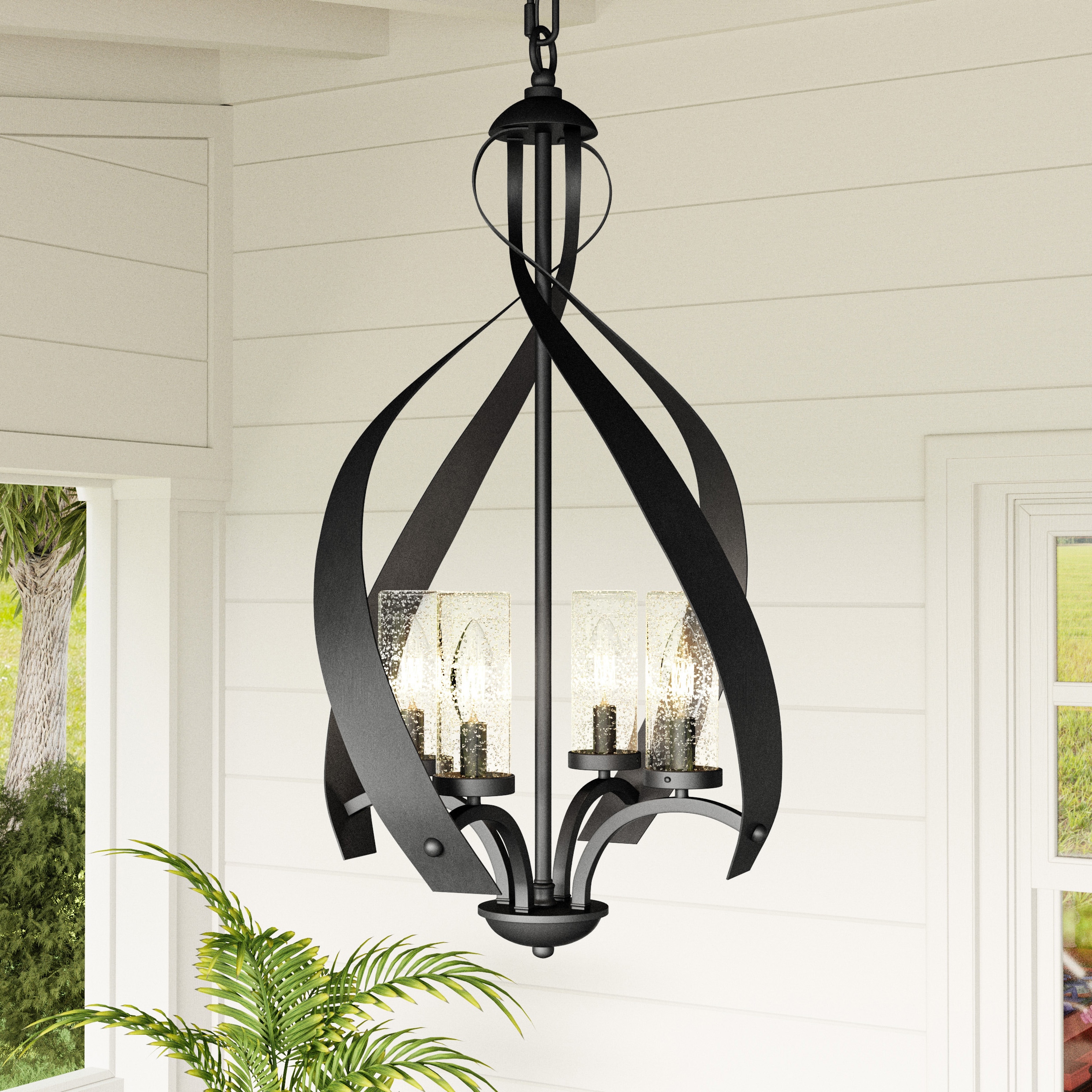 Quoizel Lars 4-Light Black Transitional Clear Glass Geometric