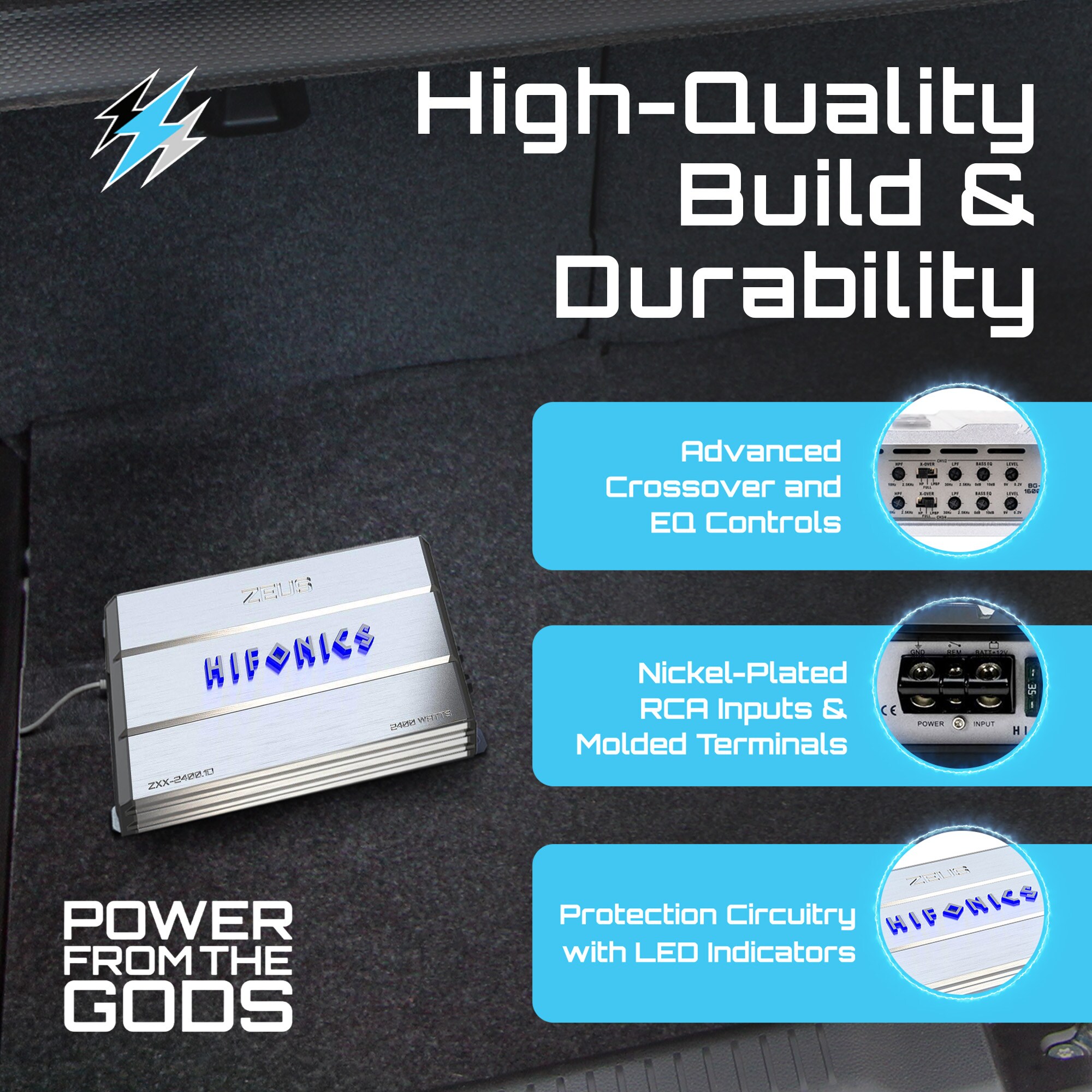 Hifonics Zeus 2400W Max Class D Monoblock Car Audio Amp and Bass