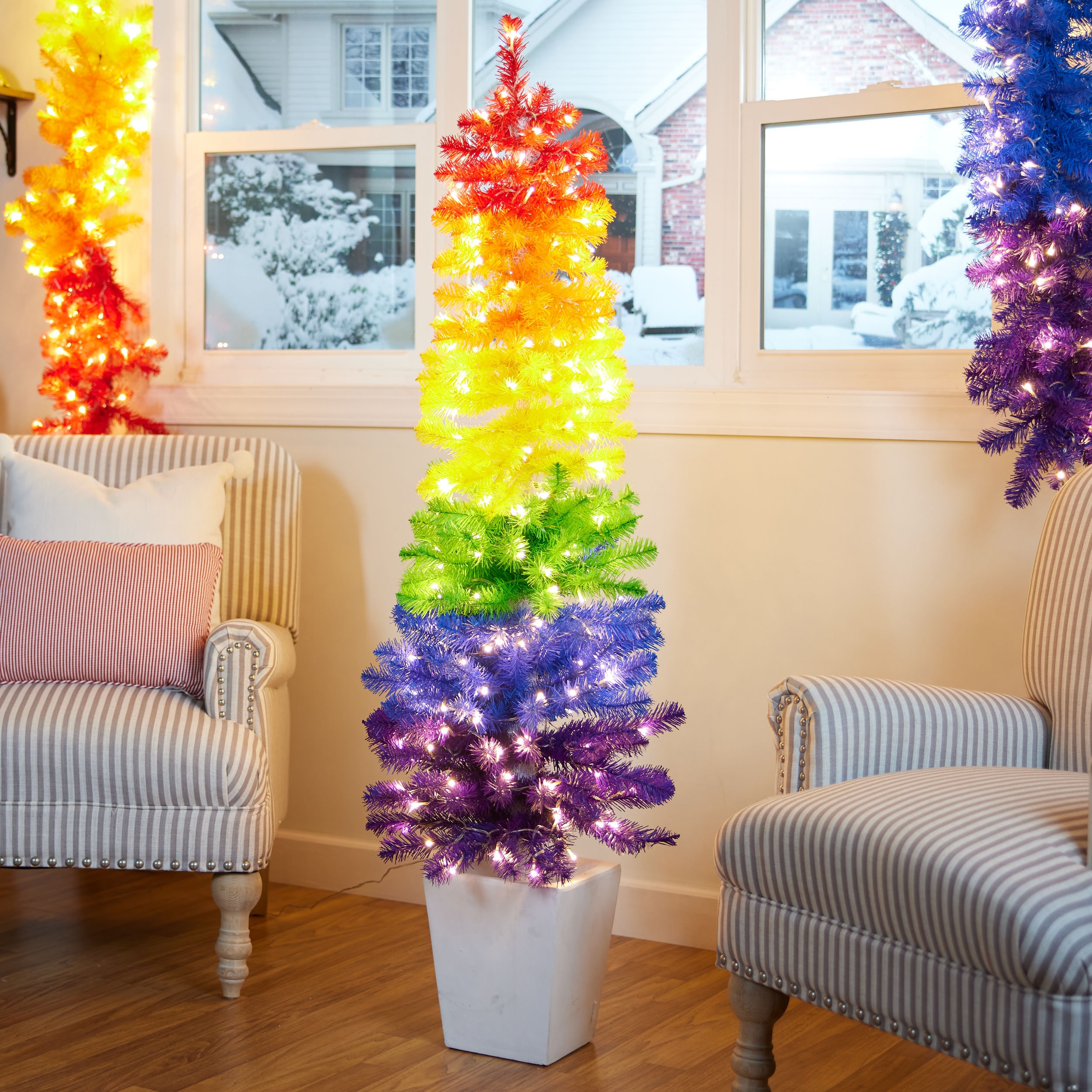 Holiday Living Pride Rainbow 5-ft Pre-lit Slim Assorted Artificial