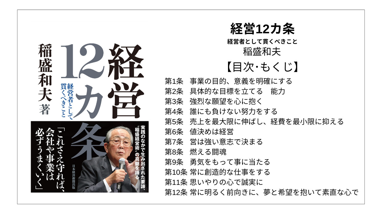全目次】経営12カ条 経営者として貫くべきこと / 稲盛和夫【要約・も