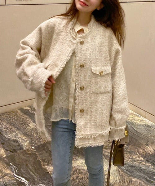 Jasmine】オーバーサイズの抜け感がオシャレツイードジャケット